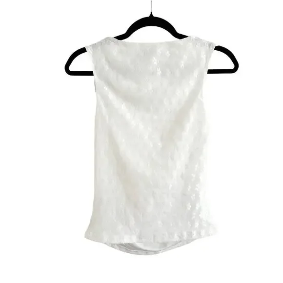 PRINCESS POLLY Martiney Twisted Tank Top White Floral Pattern Cut-Out - Sz 6 - Picture 4 of 6